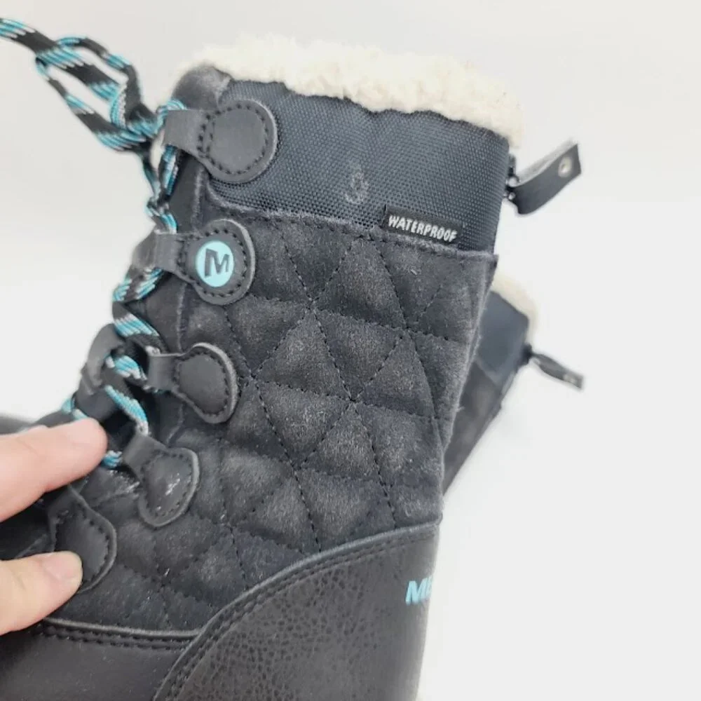 Merrell Boy's Black Heidi Waterproof‎ Lace Up Ankle Snow Boot Size 12M